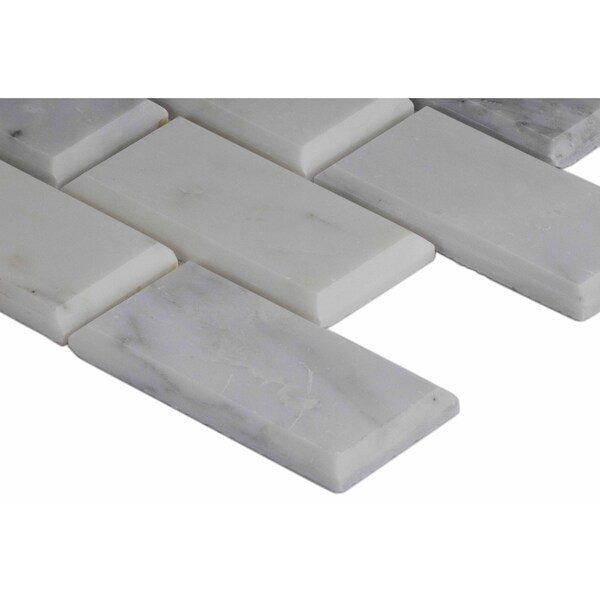 Msi Arabescato Carrara Greecian Mounted SAMPLE Marble Mosaic Tile In White - ZOR-MD-0149-SAM