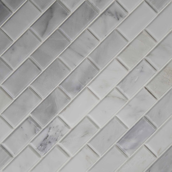 Msi Arabescato Carrara Greecian Mounted SAMPLE Marble Mosaic Tile In White - ZOR-MD-0149-SAM