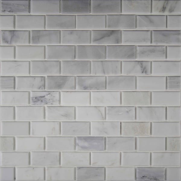 Msi Arabescato Carrara Greecian Mounted SAMPLE Marble Mosaic Tile In White - ZOR-MD-0149-SAM