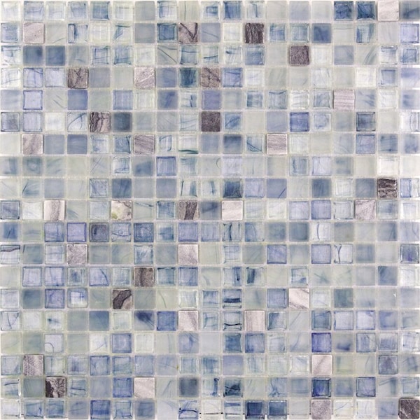 Apollo Tile Mingles 11.6inx11.6in Glossy Stone Blue and Gray Glass Mosaic Wall Floor Tile 18.69 sqft/case, 20PK - MIX1588BL581A