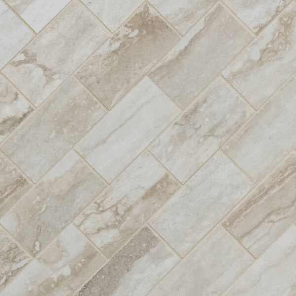 Msi Bernini Bianco 2 In. X 4 In. Matte Porcelain Mesh-Mounted Mosaic Floor & Wall Tile, 8PK - ZOR-PT-0390