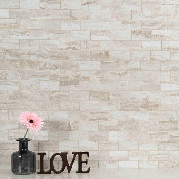 Msi Bernini Bianco 2 In. X 4 In. Matte Porcelain Mesh-Mounted Mosaic Floor & Wall Tile, 8PK - ZOR-PT-0390