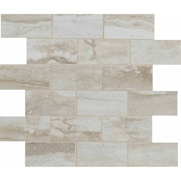 Msi Bernini Bianco 2 In. X 4 In. Matte Porcelain Mesh-Mounted Mosaic Floor & Wall Tile, 8PK - ZOR-PT-0390