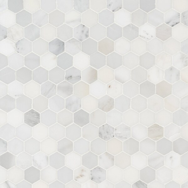 Msi Arabescato Carrara SAMPLE Honed Marble Mesh-Mounted Mosaic Tile - ZOR-MD-0476-SAM