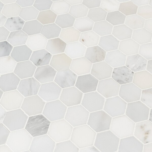 Msi Arabescato Carrara SAMPLE Honed Marble Mesh-Mounted Mosaic Tile - ZOR-MD-0476-SAM
