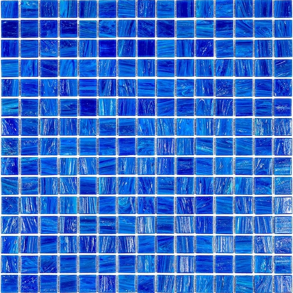 Apollo Tile Celestial 12 in. x 12 in. Glossy Trypan Blue Glass Mosaic Wall and Floor Tile 20 sqft/case, 20PK - APLST88BL541A