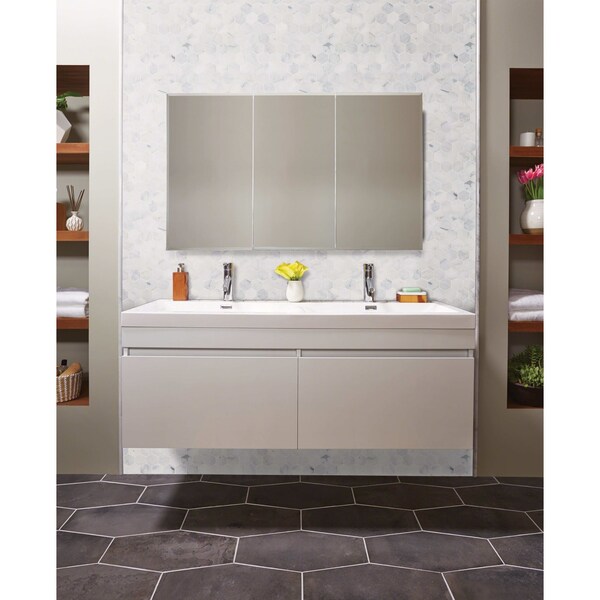 Msi Calacatta Cressa Hexagon SAMPLE Honed Marble Mesh-Mounted Mosaic Tile - ZOR-MD-0478-SAM