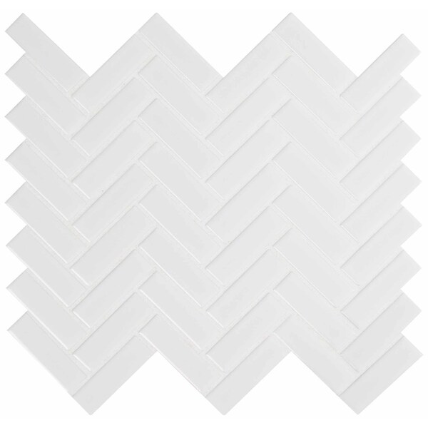 Msi Retro Herringbone Bianco 12.2 In. X 10.83 In. X 6 Mm Porcelain Mesh-Mounted Mosaic Tile, 15PK - ZOR-MD-0219