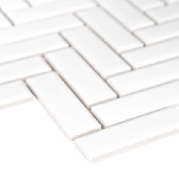 Msi Retro Herringbone Bianco 12.2 In. X 10.83 In. X 6 Mm Porcelain Mesh-Mounted Mosaic Tile, 15PK - ZOR-MD-0219