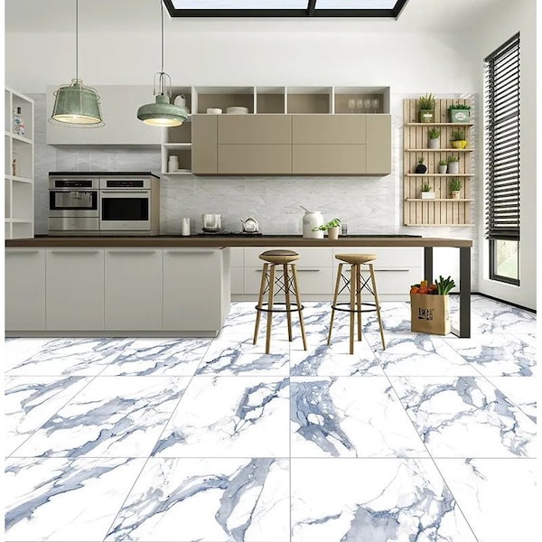 Apollo Tile 23.6in x 47.2in Polished White with Blue-Gray Porcelain Wall and Floor Tile 15.5 sq ft/case, 2PK - AR88STABL2448