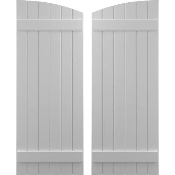 Ekena Millwork Americraft 6-Board (2 Batten) Wood Joined Board-n-Batten Shutters w/ Ellipt Top, ARW101BE621X63PRH - ARW101BE621X63PRH
