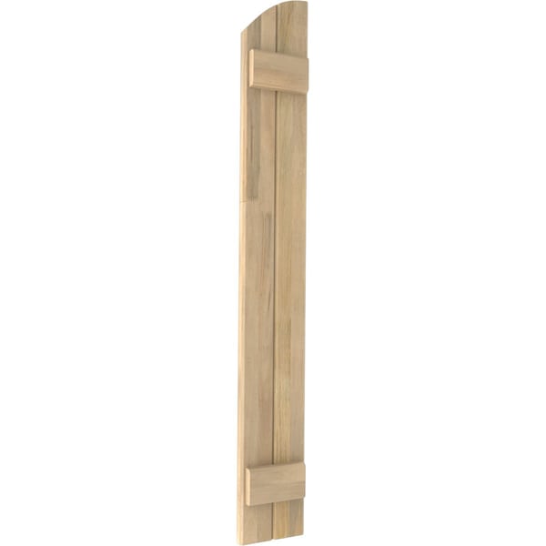 Ekena Millwork Americraft 2-Board (2 Batten) Wood Joined Board-n-Batten Shutters w/Ellipt Top, ARW101BE207X44UNH, PR - ARW101BE207X44UNH
