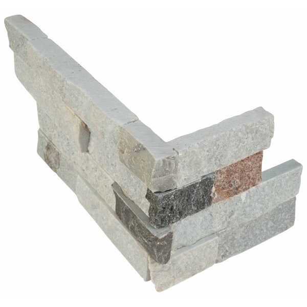 Msi Sunset Silver Splitface Ledger Corner 6 in.  X 18 in.  Natural Quartzite Wall Tile, 6PK - ZOR-PNL-0131