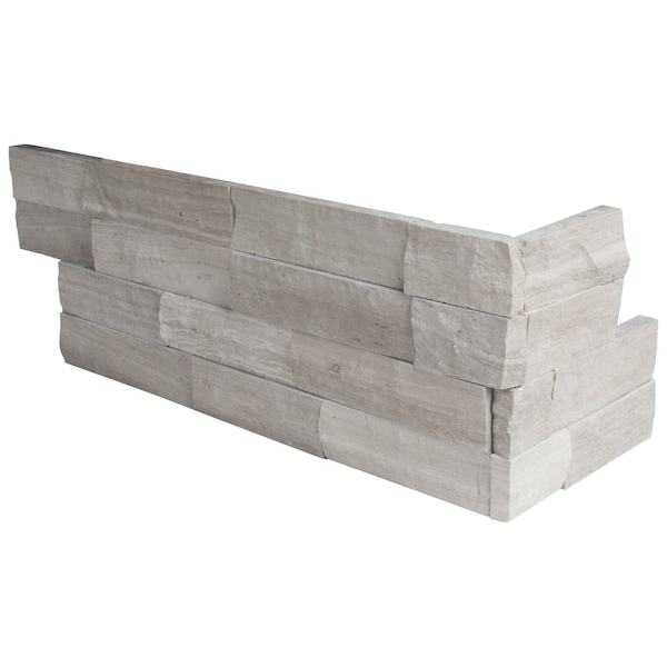 Msi Gray Oak Split Face Ledger Corner 6 in.  X 18 in.  Marble Wall Tile, 6PK - ZOR-PNL-0116