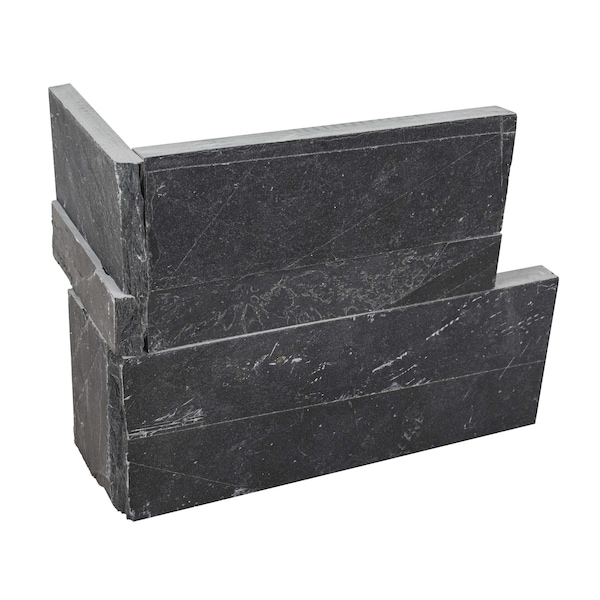 Msi Premium Black Splitface Ledger Corner 9'' x 18'' Slate Wall Tile, 4PK - ZOR-PNL-0161