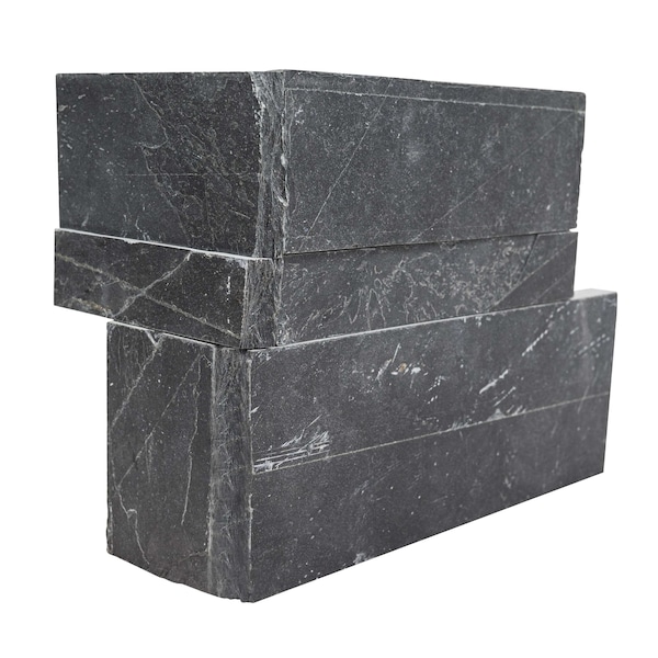 Msi Premium Black Splitface Ledger Corner 9'' x 18'' Slate Wall Tile, 4PK - ZOR-PNL-0161