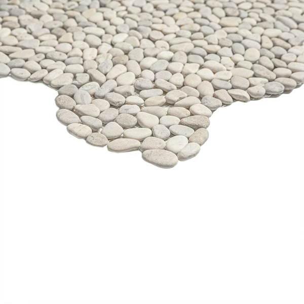 Msi Ivory White Mini Pebble 12  in. X 12  in. Tumbled Marble Mosaic Floor And Wall Tile, 10PK - ZOR-MD-0630