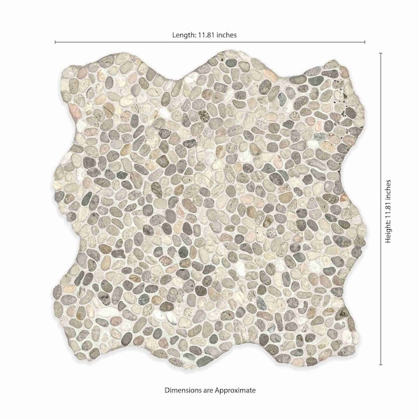 Msi Ivory White Mini Pebble 12  in. X 12  in. Tumbled Marble Mosaic Floor And Wall Tile, 10PK - ZOR-MD-0630