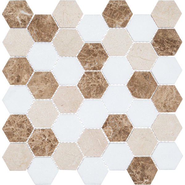 Andova Tiles SAMPLE Channing 2 x 2 Marble Honeycomb Mosaic Floor Use Tile - SAM-ANDCHA125