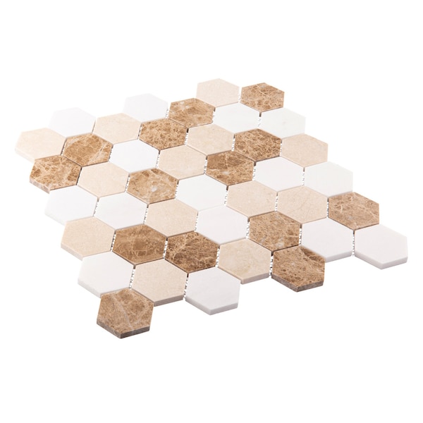 Andova Tiles SAMPLE Channing 2 x 2 Marble Honeycomb Mosaic Floor Use Tile - SAM-ANDCHA125