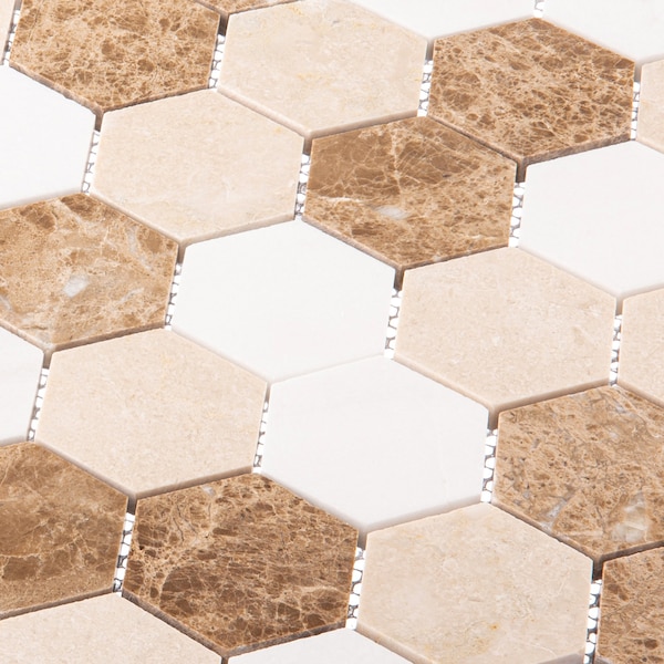 Andova Tiles SAMPLE Channing 2 x 2 Marble Honeycomb Mosaic Floor Use Tile - SAM-ANDCHA125