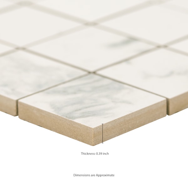Msi Statuario SAMPLE Matte Porcelain Mesh-Mounted Mosaic Floor And Wall Tile - ZOR-PT-0146-SAM