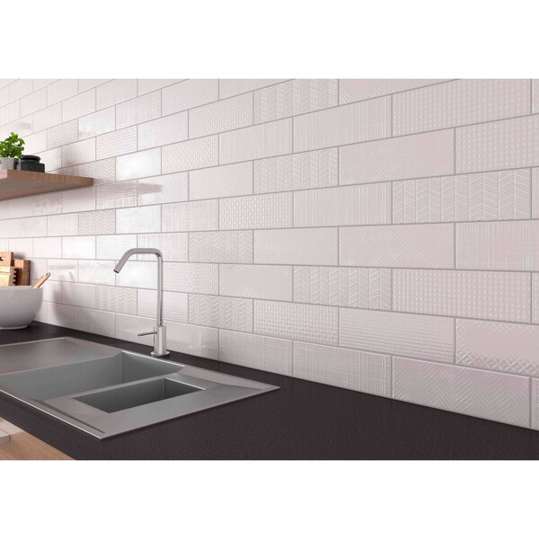 Msi Urbano Dusk 3D Mix Glossy SAMPLE Glossy Ceramic Gray Textured Subway Tile - ZOR-PT-0528-SAM