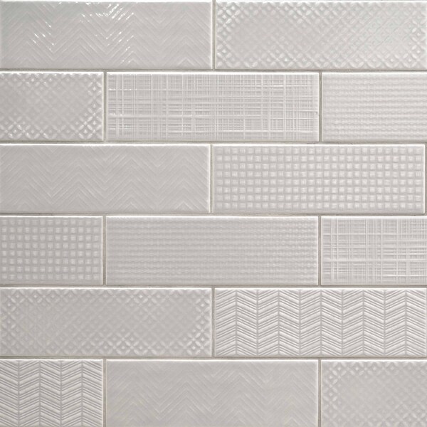 Msi Urbano Dusk 3D Mix Glossy SAMPLE Glossy Ceramic Gray Textured Subway Tile - ZOR-PT-0528-SAM