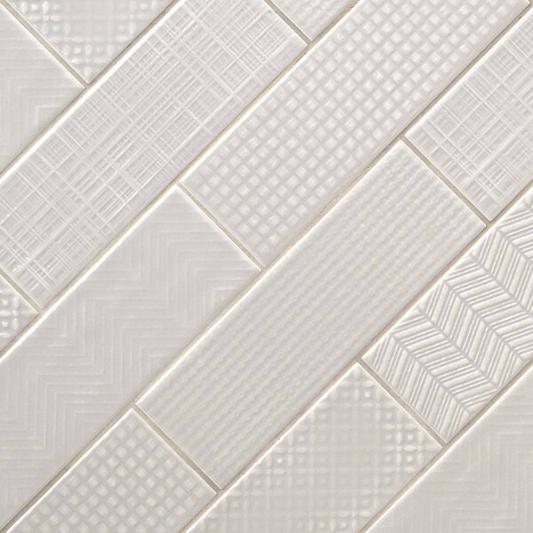 Msi Urbano Dusk 3D Mix Glossy SAMPLE Glossy Ceramic Gray Textured Subway Tile - ZOR-PT-0528-SAM