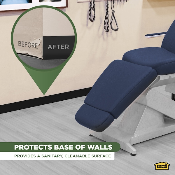 Zoro Select Wall Base Molding, PVC Vinyl, Black, 720 in L, 4 in H - 2RRW9