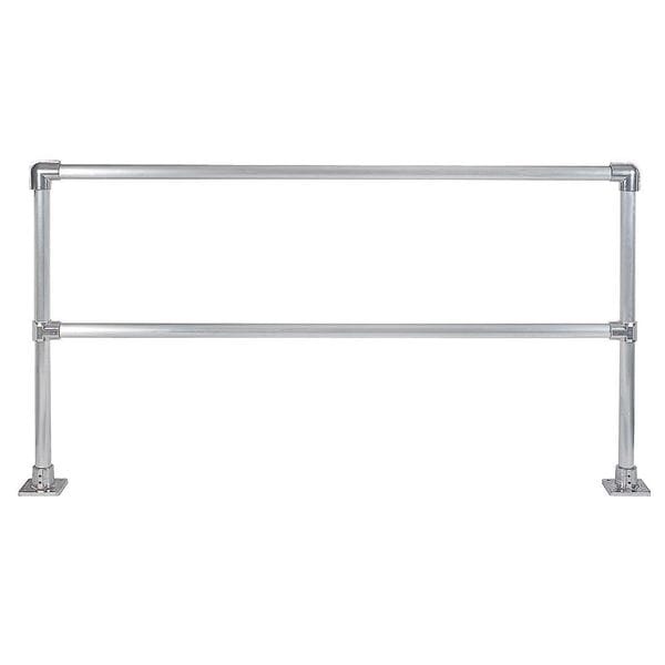 Hollaender Handrail Section, 8 Ft L, 42 in H, Floor Mounted, Aluminum, 5 in x 5 in Mounting Plate Dimensions - 50240