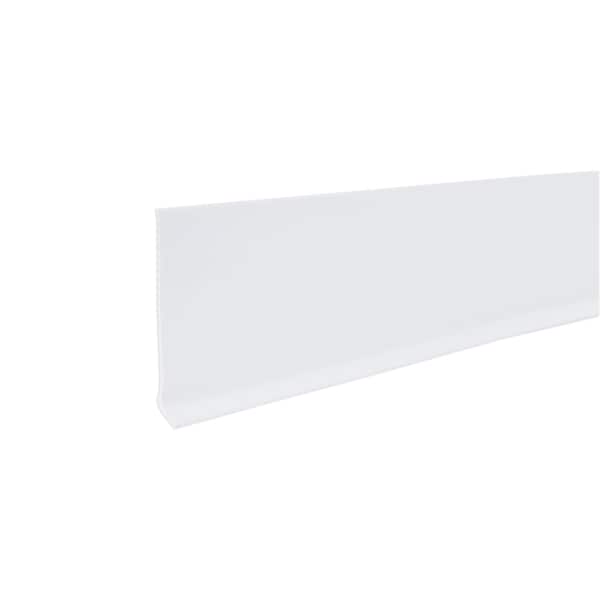 Zoro Select Wall Base Molding, PVC Vinyl, White, 720 in L, 4 in H - 2RRX3
