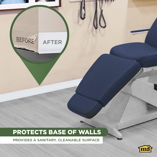 Zoro Select Wall Base Molding, PVC Vinyl, White, 720 in L, 4 in H - 2RRX3