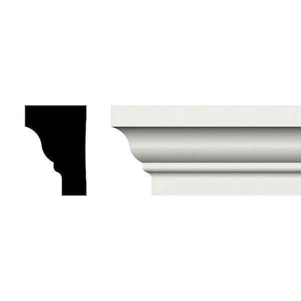 Ekena Millwork 2"H x 1 3/8"P x 96"L Ram Crown Moulding, PVC - MLD02X01X96RCSWPV
