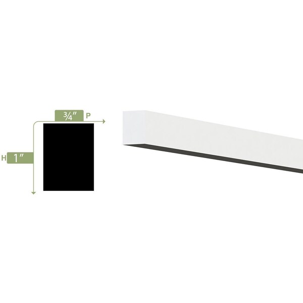 Ekena Millwork 1"H x 3/4"P x 96"L Stop Moulding, PVC - MLD01X01X96STSWPV