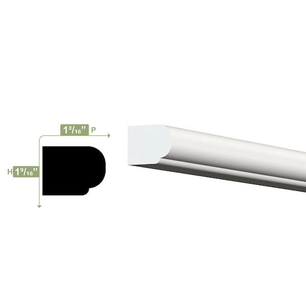 Ekena Millwork 1 3/8"H x 1"P x 96"L Decorative Trim Moulding, PVC - MLD02X01X96DTSWPV