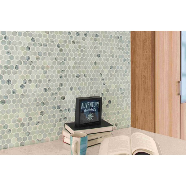 Msi Arabescato Carrara Hexagon SAMPLE Honed Marble Mesh-Mounted Mosaic Tile - ZOR-MD-0110-SAM