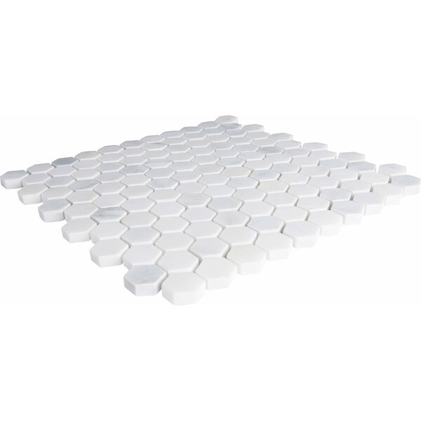 Msi Arabescato Carrara Hexagon SAMPLE Honed Marble Mesh-Mounted Mosaic Tile - ZOR-MD-0110-SAM