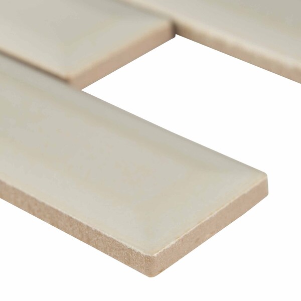 Msi Antique White Beveled SAMPLE Ceramic Mesh-Mounted Mosaic Wall Tile - ZOR-MD-0163-SAM