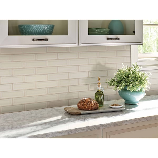 Msi Antique White Beveled SAMPLE Ceramic Mesh-Mounted Mosaic Wall Tile - ZOR-MD-0163-SAM