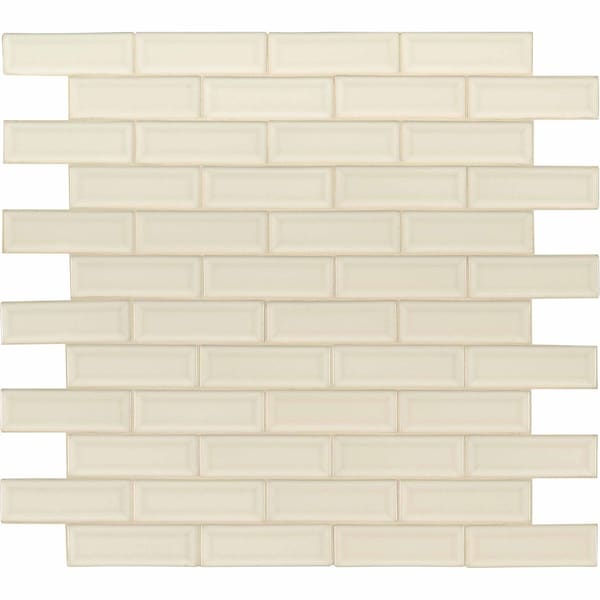 Msi Antique White Beveled SAMPLE Ceramic Mesh-Mounted Mosaic Wall Tile - ZOR-MD-0163-SAM