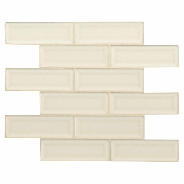 Msi Antique White Beveled SAMPLE Ceramic Mesh-Mounted Mosaic Wall Tile - ZOR-MD-0163-SAM