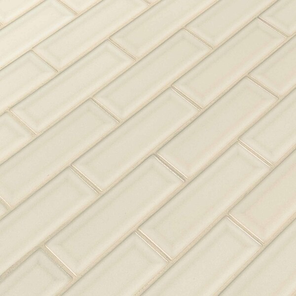 Msi Antique White Beveled SAMPLE Ceramic Mesh-Mounted Mosaic Wall Tile - ZOR-MD-0163-SAM