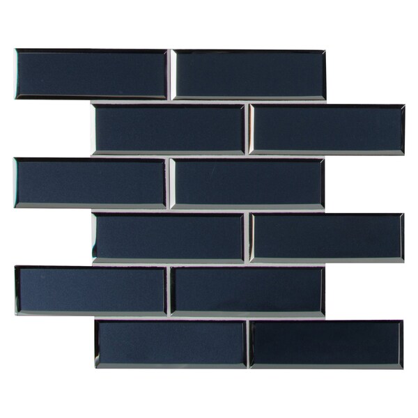 Msi Vague Blue Subway 11.73" X 11.73" Glossy Glass Mesh-Mounted Mosaic Tile, 15PK - ZOR-MD-0485