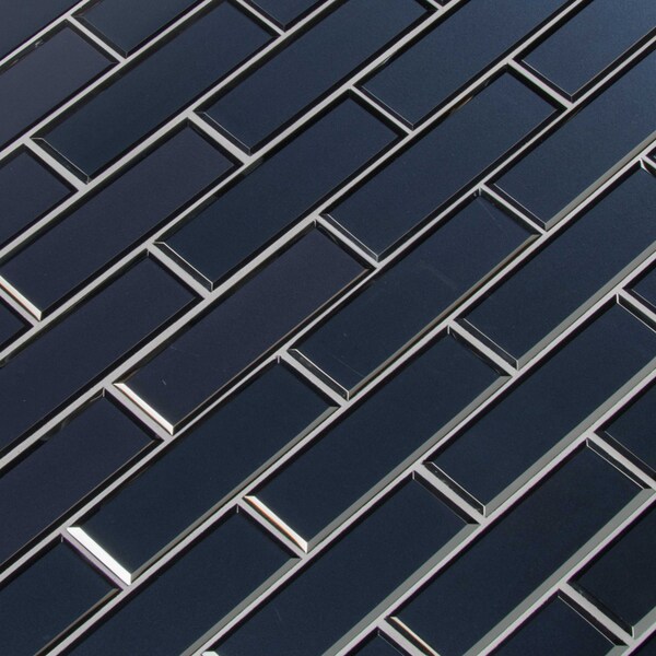 Msi Vague Blue Subway 11.73" X 11.73" Glossy Glass Mesh-Mounted Mosaic Tile, 15PK - ZOR-MD-0485