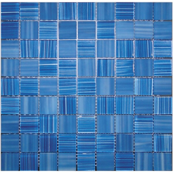 Apollo Tile Cerulean Blue 11.3 in x 11.3 in Glass Glossy Floor and Wall Mosaic Tile 4.43 sqft/case, 5PK - APLHM88310A