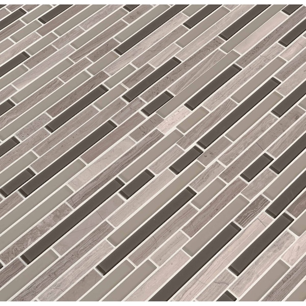 Msi Modello Grigio Interlocking 12 In. X 12 In. X 6 Mm Glass Stone Mesh-Mounted Mosaic Tile, 15PK - ZOR-MD-0147