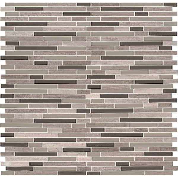 Msi Modello Grigio Interlocking 12 In. X 12 In. X 6 Mm Glass Stone Mesh-Mounted Mosaic Tile, 15PK - ZOR-MD-0147
