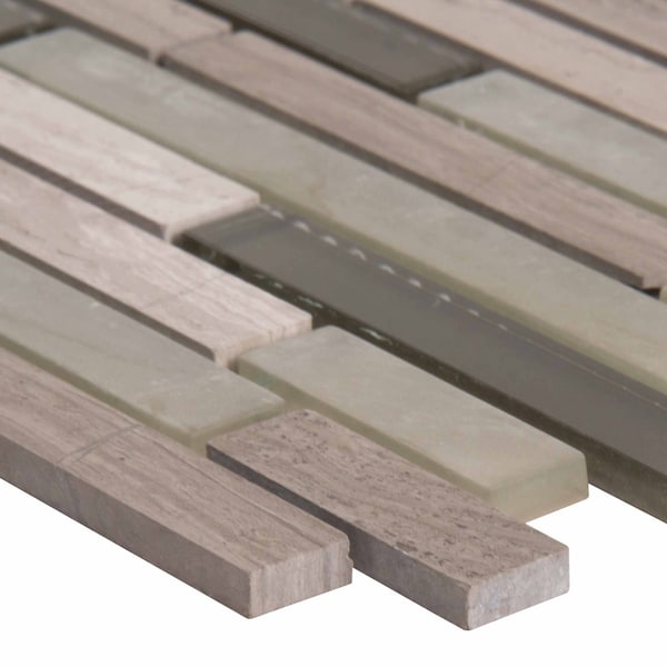 Msi Modello Grigio Interlocking 12 In. X 12 In. X 6 Mm Glass Stone Mesh-Mounted Mosaic Tile, 15PK - ZOR-MD-0147