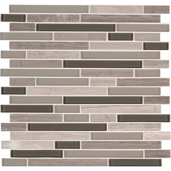 Msi Modello Grigio Interlocking 12 In. X 12 In. X 6 Mm Glass Stone Mesh-Mounted Mosaic Tile, 15PK - ZOR-MD-0147